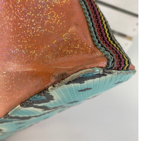 CONSUELA MEDIUM PEACH, TEAL CROSSBODY BAG WITH SNAKE PRINT - Picture 7 of 16